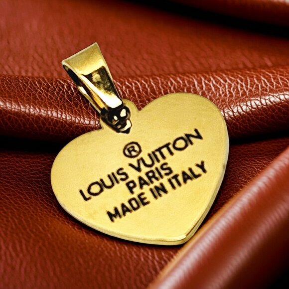 Louis Vuitton Heart Shaped Pendant | Repurposed Bag Tag | Mint Condition - Picture 2 of 13